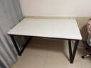 馨美凯电脑桌台式家用简易书桌办公桌简约现代工作台租房卧室学习写字桌 【单桌1.6cm厚桌面】黑架+暖白色 长140cm*宽80cm*高74cm 实拍图