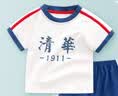 迪迪熊日记（DIDIXIONGRIJI）宝宝短袖套装夏儿童装男婴儿纯棉衣服T恤女童短裤薄款夏装学院风 短袖套装清华 120 cm(60M) 实拍图