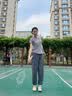 徽格儿（phigeer）速干衣运动套装女夏秋季透气宽松羽毛球服专业跑步健身训练服上衣 紫色两件套（墨灰裤） M 实拍图