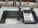 东鹏（双槽改大单槽）304不锈钢水槽厨房手工洗菜盆洗碗池一体台上下 D套餐+【含铜芯+三挡抽拉】+净水龙头 4MM加厚【小米粒压纹】+75*40cm 实拍图