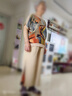 俞兆林（YUZHAOLIN）母亲节礼物中老年人夏装女奶奶T恤短袖妈妈棉麻套装休闲老人衣服 橘色 2XL [建议110-125斤] 实拍图