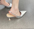 CHARLES&KEITH质感链条尖头高跟凉鞋子女鞋生日520礼物女送女友CK1-60280377 Silver银色 35 (225) 实拍图