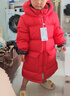 保姆鹅儿童羽绒服中长款厚款防寒外套宝宝中大童保暖冬装[NM2438] 中国红 130 实拍图