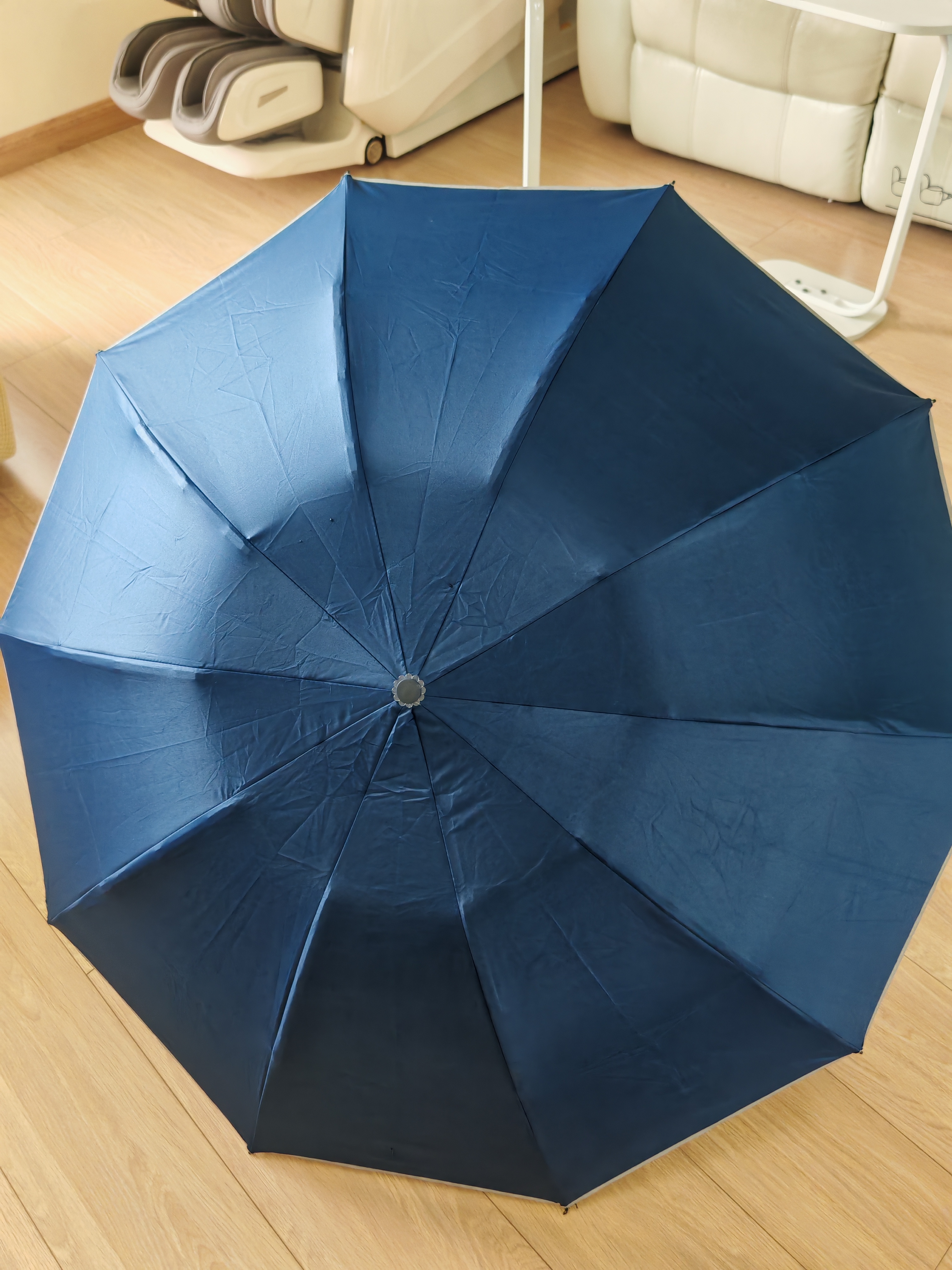 环扣雨伞全自动晴雨两用女生学生男士加大加固加厚反向折叠太阳伞 80骨【Ultra环扣反向伞】-卡波蓝 全自动 实拍图