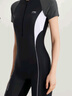 李宁（LI-NING）泳衣女专业连体五分游泳衣高弹抗氯训练泳装7541黑白XL 实拍图