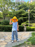 牧萌儿童防晒帽夏宝宝遮阳帽男童女童渔夫太阳帽子防紫外线大帽檐 简约款-立体夏洛黄鸭子 实拍图
