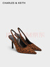 CHARLES&KEITH豹纹尖头气质包头凉鞋高跟鞋生日礼物送女友CK1-60280451 ANIMAL PRINT BROWN棕色/深棕色 36 （230） 实拍图