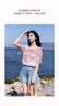香影粉色晕染渐变上衣女泡泡袖2025夏季新款减龄甜美风荷叶边小衫 粉色 S 实拍图