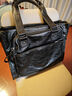 AGOTG男士牛皮手提包横款公文包单肩斜挎商务休闲手拎包公务电脑文件包 黑色大号 实拍图