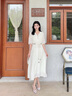 香影度假风波西米亚白色连衣裙女2026夏装新款含亚麻收腰v领裙子 米白 S 155/80A/85-95斤 实拍图