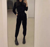 浪莎运动裤女春秋款宽松显瘦哈伦束脚裤子女高腰垂感百搭休闲卫裤女 黑色-春秋常规款 L (适合111-120斤) 实拍图