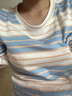 笙冉（SHENGRAN）ins超火条纹短袖t恤女夏装洋气新款宽松百搭半袖上衣打底小衫 蓝色  S 80-95斤 实拍图