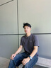 gxg.jeans男装  多色字母绣花基础凉感休闲圆领短袖T恤男 25年夏新品 深灰色 XL (180) 实拍图
