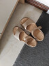 红蜻蜓妈妈凉鞋夏季舒适软底魔术贴中老年女休闲皮凉鞋WTK24065 杏色 39 实拍图