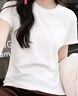 美洋（MEIYANG）瘦瘦T 显瘦圆领弹力修身百搭短袖女士上衣时尚休闲透气柔软T恤女 白色 L 实拍图