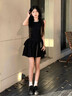 JIOESC小黑裙生日礼裙法式气质千金高级感收腰连衣裙女装无袖蛋糕短裙蓬 黑色 S 80-95斤 实拍图