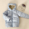 高梵儿童羽绒服黑金5.0鹅绒服男女童宝宝轻薄短款面包服保暖羽绒外套 YT海盐蓝-小熊耳朵 120 【飞天鹅绒】 实拍图