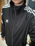 三叶草（Adidas）经典款 黑白 侧边三条纹 立领长袖 梭织 风衣 夹克 外套 男女 JL8396 M 实拍图