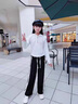 G.DUCKKIDS小黄鸭童装女童裤子春秋季新款儿童运动裤时尚百搭大童女孩阔腿裤 织带阔腿裤灰色 170 尺码15~16岁【160-170cm】 实拍图