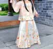 罗蒙女童明制汉服新式国风马面裙毕业演出服 汉服蜜桃粉套装 120 实拍图