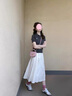 唐菓蜜连衣裙女夏季2025新款女装韩系时尚甜美气质减龄显瘦套装裙子夏天 灰色上衣+白色裙子 M 实拍图