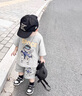 G.duck小黄鸭童装男童套装夏季2026儿童衣服宝宝潮酷太空人短袖两件套潮 太空人套装 米白色geioqgg 90 建议1~2岁【 80-90cm】 实拍图