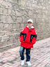 卡兔蓝猫童装男童加绒加厚外套秋冬新款儿童棉衣中长款韩版男孩保暖棉服潮 红色 130 实拍图