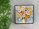 墨派（Mopai）餐厅装饰画手绘油画美式花卉高端客厅肌理挂画正方形壁画免打孔 春暖花开 50*50cm手绘油画 实拍图