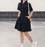 FILA 斐乐官方女装梭织工装连衣裙2025夏季新款时尚凉感防晒收腰裙子 正黑色-BK M 165/84A/M 实拍图