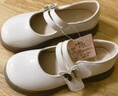 富罗迷女童皮鞋儿童公主鞋方口单鞋时尚儿童校园演出鞋 米白 27 实拍图