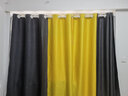 梦达莱免打孔伸缩杆窗帘成品一整套遮光客厅卧室定制隔断门帘保暖遮阳帘 深灰色+黄（当天发货） 适用宽2.1-2.6米【窗帘高2.5米】 米 实拍图