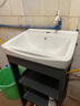 歌迪瓦（GEDIWA）落地式太空铝浴室柜小户型陶瓷盆支架阳台洗脸手盆台卫生间洗手台 43x35cm陶瓷+双层柜+下水管 实拍图