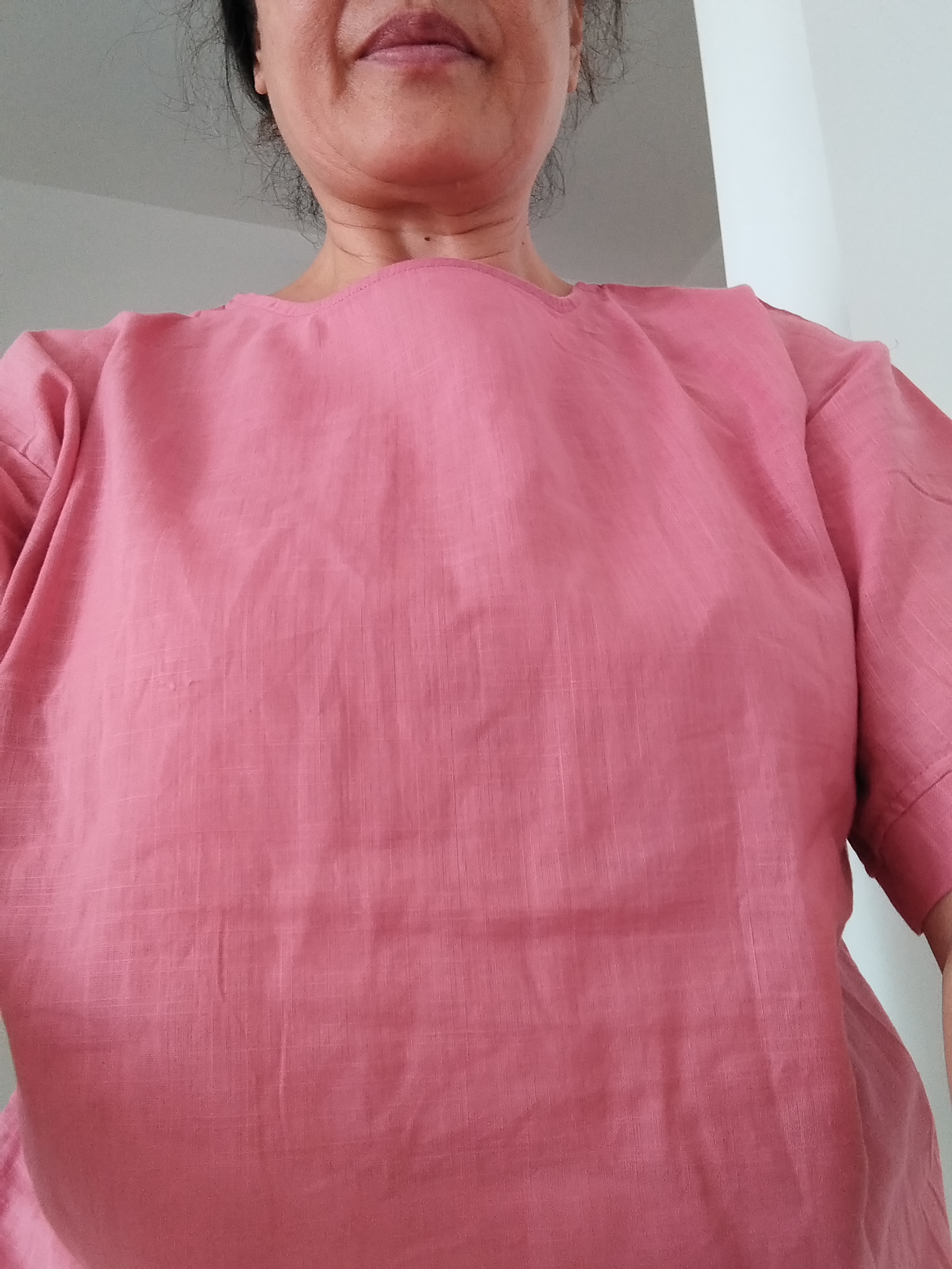 RGPX夏季亚麻女装棉质短袖t恤高端棉麻衬衫女宽松大码中年妈妈装上衣 桔红色 XL 【建议115-130斤内】 实拍图