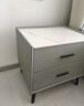 实木轻奢床头柜简约现代主卧家用迷你岩板50cm简约储物收纳柜 浅灰色【全实木】双抽 50*40*48cm 实拍图