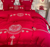 南极人结婚四件套磨毛刺绣新婚庆床上用品高级感大红色床单被套婚嫁全套 B如意【大红经典 唯美刺绣】 床单款 1.8m四件套-被套200x230cm 实拍图