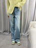 Rindu浅色窄版阔腿牛仔裤女春季2026年新款宽松高腰显瘦宽松直筒裤子女 浅蓝色 S 建议85-100斤 实拍图