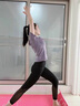 瑜伽少女瑜伽服女夏薄款高级感专业跑步运动套装速干时尚仙气健身服 紫色短袖+黑色长裤 L (110-125斤) 实拍图