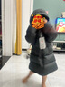 保姆鹅  儿童羽绒服宝宝中长款护脸加厚鸭绒外套防风保暖童装冬装 炭黑 120 实拍图