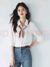 伊芙丽（eifini）【经典延续】云感正肩修身软料基础款衬衫女新款通勤小上衣 本白色 M 100-110斤 实拍图