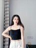 棉客诚品吊带背心女带胸垫美背内衣文胸一体裸感冰丝可外穿抹胸 黑色M 实拍图