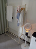 木樽多功能挂衣架落地卧室衣帽架客厅阳台单杆晾衣服移动收纳置物衣架 100cm奶油白 双层网篮+6钩+轮子 实拍图
