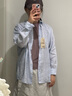 无印良品（MUJI）女式 汉麻水洗衬衫领长袖衬衫女士衬衣外套外衣 25年夏季女装上衣 蓝色条纹 L （165/88A） 实拍图