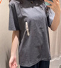 无印良品（MUJI）男式天竺编织圆领短袖T恤男士打底衫男款休闲上衣夏季男装 深灰色条纹 S (165/84A) 实拍图