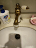 BROWNWOOD欧式全铜单孔面盆水龙头冷热卫生间厕所洗脸洗手台面盆龙头仿古 19_金色白玉款(三个玉) 实拍图