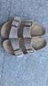 BIRKENSTOCK勃肯德国进口男女款牛皮绒面革软底Arizona双扣拖鞋 女款灰色951303 36 实拍图