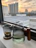 木笙玩物（MUSHENGWANWU）玻璃茶杯茶水分离杯子高档办公室过滤喝茶水杯带把泡茶杯男士 青钝初笙7A-有内胆无杯垫 430ml 实拍图