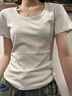 妙奕嘉正肩短袖女纯棉t恤女士新款夏季女装修身潮流辣妹显瘦上衣夏装 短袖【浅灰色】 L 【建议 95-105斤】 实拍图