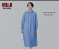 无印良品（MUJI）女式 麻水洗长袖衬衫连衣裙 女装长款裙子早秋汉麻衬衫裙BC2JKA4S 蓝色条纹 M 160/84A 实拍图