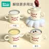 LUSN儿童牛奶杯刻度家用敞口316L不锈钢宝宝吸管杯学饮杯喝水杯子 [316l材质内胆可拆] 落英粉260ml 实拍图