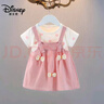 迪士尼（Disney）夏款连衣裙女童假两件薄款韩版女宝宝夏天女孩裙子婴幼儿夏季衣服 波点蝴蝶 粉色 80cm 实拍图